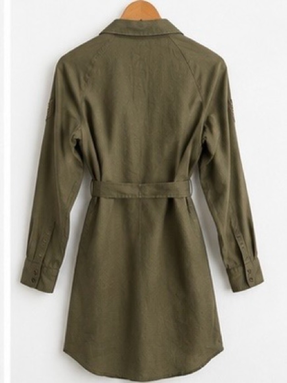 Roxy Making Waves Olive Green Utility Shirt Dress Belted Size 8 - Picture 6 of 7